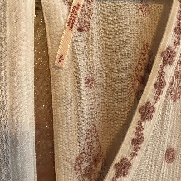 Free People flowy embroidered tank tunic Sz Small - Picture 2 of 5